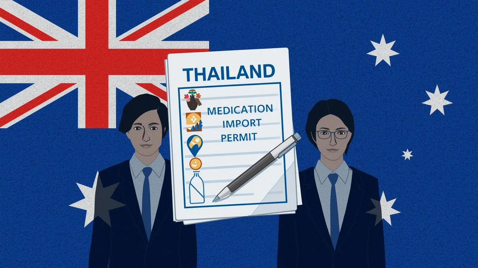 Australian traveler obtaining a Thailand medication import permit from the Thai FDA before entering the country.