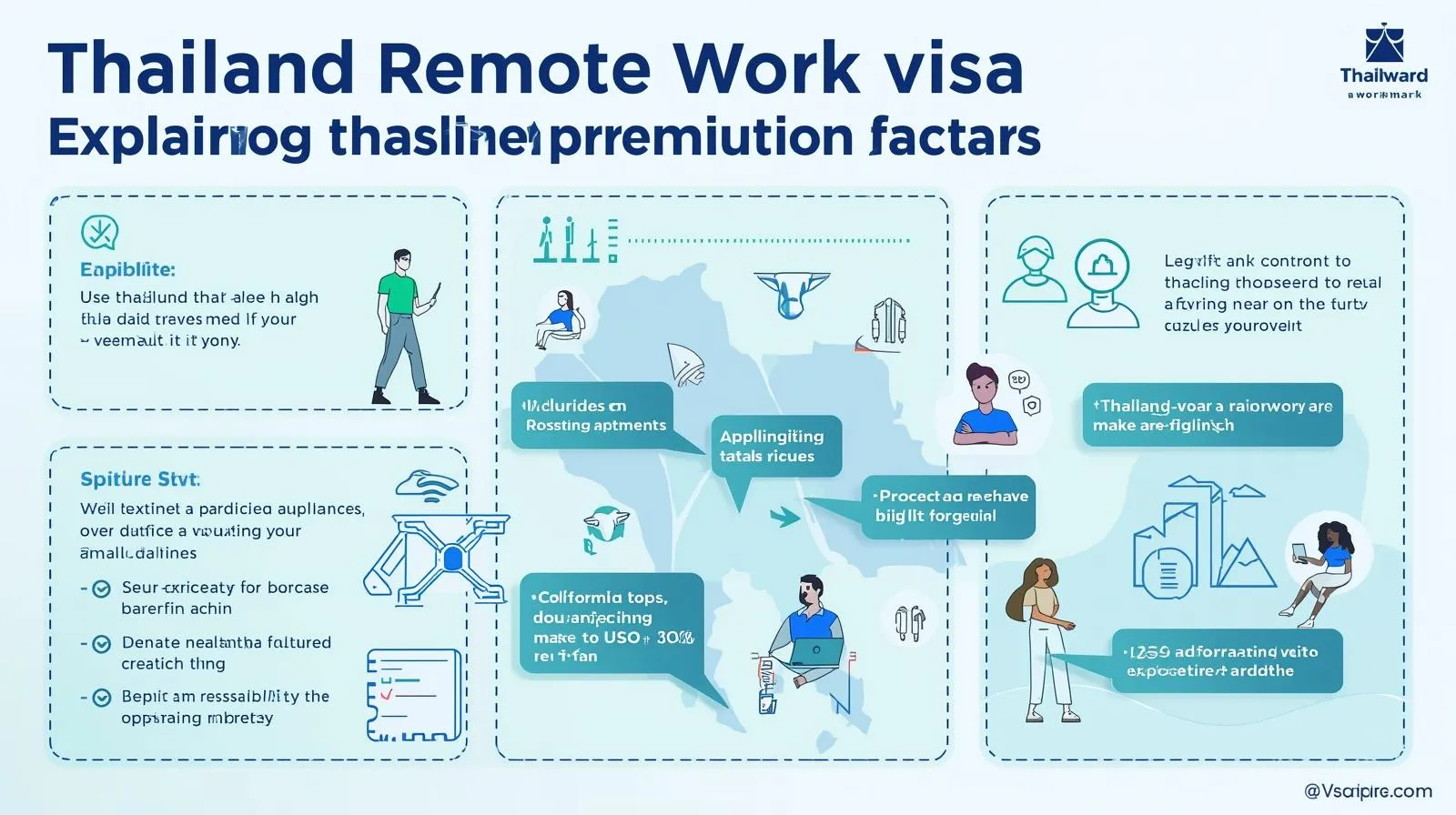 Illustration of an Australian remote worker in Thailand under the new Remote Work or LTR Visa program.